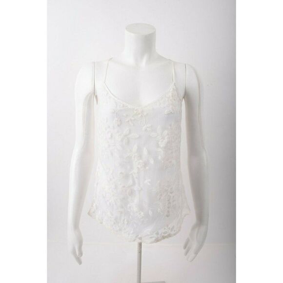E by Eloise Anthropologie Womans Blouse Top Shirt Camisole S White Floral Lace - Picture 1 of 6